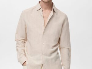 Linen Cotton Striped Cream Shirt